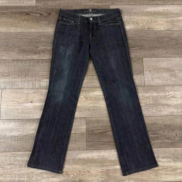 7 for All Mankind Jeans Women 27x30 Blue Colette Straight Leg Dark Wash Denim - Picture 1 of 13